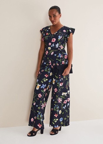 Phase Eight Kallie Floral Wide Leg Jumpsuit Navy/Multicolor Australia | KZ4902158